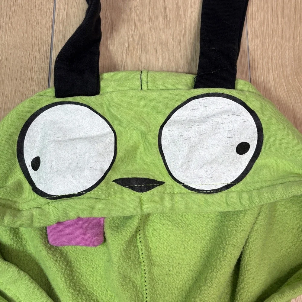 Invader Zim Gir Pig Costume Zip Up Hoodie Green Black Mens Large Nickelodeon